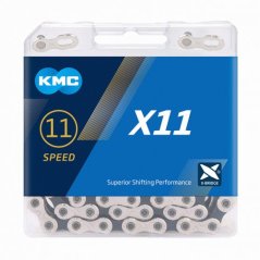 Řetěz KMC stříbrno/černý 11 rychlostí BOX (118 článků)  | MTB/silniční