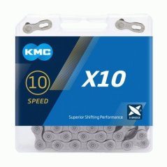 Řetěz KMC X10 šedý BOX, 10 rychlostí (114 článků) s čepem