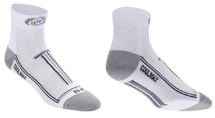 Cyklistické ponožky BBB techno feet | Coolmax bílé - Velikost: 39-42