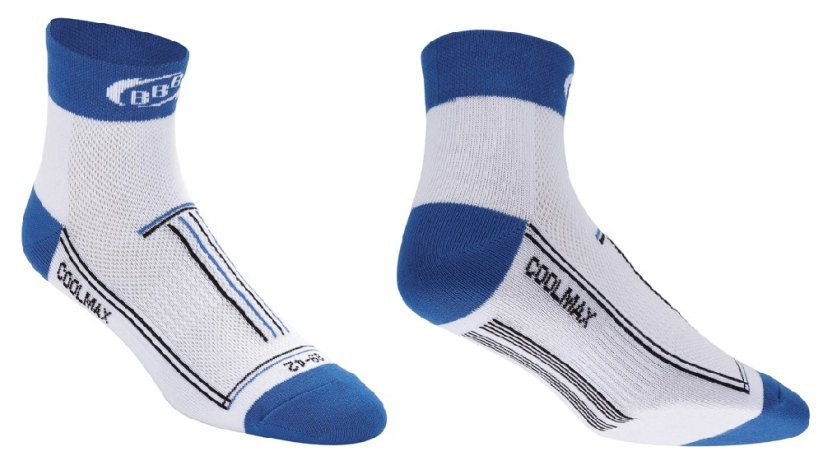 Cyklistické ponožky BBB techno feet | Coolmax bílá/modrá - Velikost: 47-49