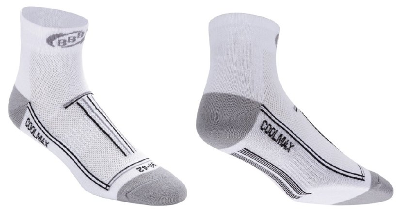 Cyklistické ponožky BBB techno feet | Coolmax bílé - Velikost: 43-46
